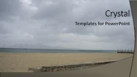  Presentation with seashore - Audience pleasing slides consisting of astrelia extreme weather - mallorca beach with stormy sky backdrop and a  colored foreground