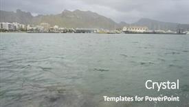  Presentation with seashore - PPT theme enhanced with astrelia extreme weather - mallorca beach with stormy sky background and a  colored foreground