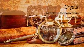  Presentation with ancient book - PPT layouts with astrolabe - vintage still life vintage magnifying background and a gold colored foreground