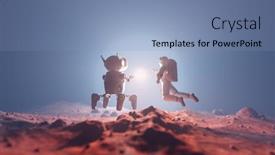  Presentation with alien - PPT theme with astronaut-and-ai-robot-explore background and a light blue colored foreground