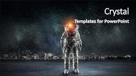  Presentation with mission - PPT theme enhanced with astronaut and his mission mixed background and a  colored foreground