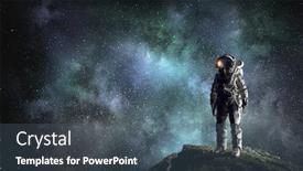  Presentation with astronaut - Slide set enhanced with astronaut-and-his-mission-mixed background and a ocean colored foreground