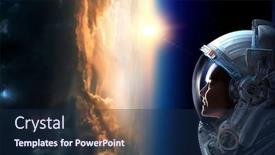  Presentation with astronaut - Slide set enhanced with astronaut and planet human background and a navy blue colored foreground