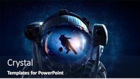  Presentation with exploration - PPT layouts having astronaut-and-space-exploration-theme background and a navy blue colored foreground