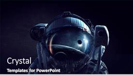  Presentation with exploration - PPT theme featuring astronaut-and-space-exploration-theme background and a navy blue colored foreground