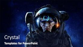  Presentation with exploration - Presentation design enhanced with astronaut-and-space-exploration-theme background and a navy blue colored foreground