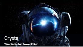  Presentation with exploration - Presentation theme featuring astronaut-and-space-exploration-theme background and a wine colored foreground