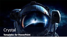  Presentation with exploration - PPT layouts having astronaut-and-space-exploration-theme background and a navy blue colored foreground