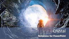  Presentation with astronaut - Amazing PPT layouts having astronaut-and-space-mixed-media backdrop and a ocean colored foreground