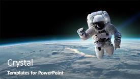  Presentation with spacewalk - Cool new PPT theme with astronaut-at-spacewalk-concept backdrop and a seafoam green colored foreground