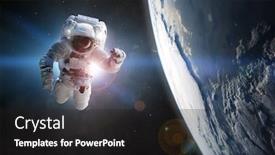  Presentation with spacewalk - Slides enhanced with astronaut-at-spacewalk-concept background and a dark gray colored foreground