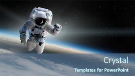  Presentation with spacewalk - Amazing theme having astronaut-at-spacewalk-concept backdrop and a ocean colored foreground
