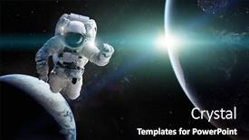  Presentation with spacewalk - Beautiful slides featuring astronaut-at-spacewalk-concept backdrop and a black colored foreground