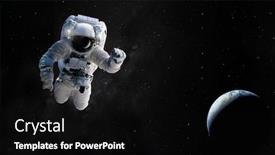  Presentation with spacewalk - Beautiful PPT theme featuring astronaut-at-spacewalk-concept backdrop and a black colored foreground