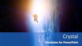  Presentation with spacewalk - Presentation featuring astronaut-at-spacewalk-mixed-media background and a cobalt blue colored foreground