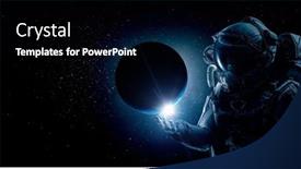  Presentation with spacewalk - Presentation theme consisting of astronaut-at-spacewalk-mixed-media background and a black colored foreground
