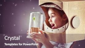  Presentation with child protection - Cool new PPT layouts with astronaut costume child see backdrop and a dark gray colored foreground