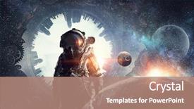  Presentation with astronaut - Cool new presentation design with astronaut explorer in space mixed backdrop and a coral colored foreground