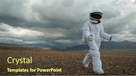  Presentation with red planet - PPT theme featuring astronaut-explores-an-unknown-red background and a tawny brown colored foreground