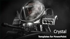  Presentation with weapon - Presentation design with astronaut fantasy warrior with huge background and a black colored foreground