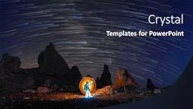  Presentation with night stars - Presentation theme enhanced with astronaut-figure-among-the-night background and a navy blue colored foreground