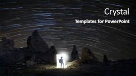  Presentation with night stars - PPT theme with astronaut-figure-among-the-night background and a black colored foreground