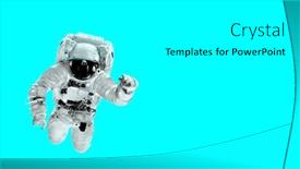  Presentation with astronaut - PPT layouts with astronaut-flies-over-blue-color background and a white colored foreground