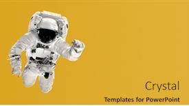  Presentation with nasa - Cool new slide deck with astronaut-flies-over-color-trend backdrop and a gold colored foreground