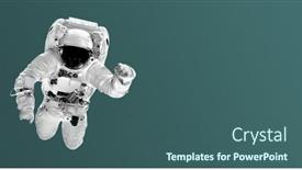  Presentation with astronaut - Presentation design consisting of astronaut-flies-over-color-trend background and a ocean colored foreground