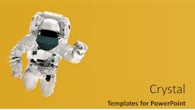  Presentation with air pollution - Beautiful slide deck featuring astronaut-flies-over-masked-over backdrop and a gold colored foreground