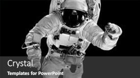  Presentation with astronaut - Theme featuring astronaut-flies-over-the-black background and a dark gray colored foreground