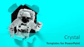  Presentation with astronaut - Beautiful slide deck featuring astronaut-flies-over-the-earth backdrop and a cyan colored foreground