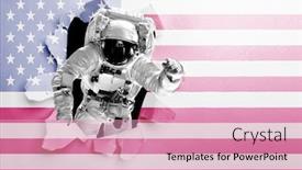  Presentation with astronaut - Presentation theme consisting of astronaut-flies-over-the-earth background and a coral colored foreground