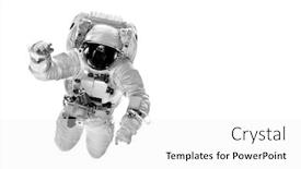  Presentation with astronaut - Audience pleasing theme consisting of astronaut-flies-over-the-white backdrop and a white colored foreground