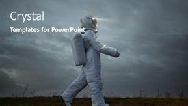  Presentation with astronaut - Theme featuring astronaut-in-a-spacesuit-explores background and a gray colored foreground