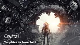  Presentation with astronaut - Colorful presentation enhanced with astronaut in fantasy world mixed backdrop and a dark gray colored foreground