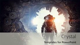  Presentation with astronaut - Amazing presentation theme having science fiction backgrounds interstellar - astronaut in fantasy world mixed backdrop and a light gray colored foreground