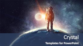 Presentation with outer space - Presentation design consisting of astronaut in outer space mixed background and a ocean colored foreground