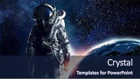  Presentation with outer space - Presentation theme with astronaut in outer space mixed background and a navy blue colored foreground