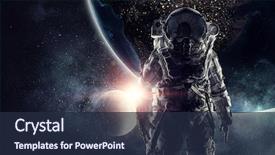  Presentation with outer space - PPT theme featuring astronaut in outer space mixed background and a  colored foreground