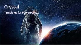  Presentation with outer space - Amazing PPT theme having astronaut in outer space mixed backdrop and a  colored foreground