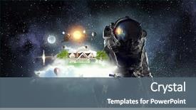  Presentation with outer space - Presentation design consisting of astronaut in outer space mixed background and a gray colored foreground