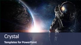 Presentation with outer space - Amazing slide set having astronaut in outer space mixed backdrop and a ocean colored foreground