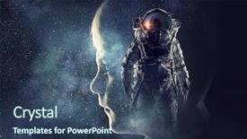  Presentation with outer space - Cool new slide deck with astronaut in outer space mixed backdrop and a  colored foreground