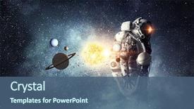  Presentation with outer space - PPT theme consisting of astronaut in outer space mixed background and a ocean colored foreground