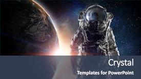  Presentation with outer space - Presentation theme consisting of astronaut in outer space mixed background and a  colored foreground