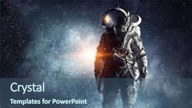  Presentation with outer space - Beautiful slide deck featuring astronaut in outer space mixed backdrop and a ocean colored foreground