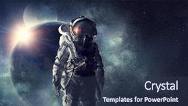  Presentation with outer space - Cool new slides with astronaut in outer space mixed backdrop and a tawny brown colored foreground