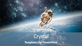  Presentation with outer space - Presentation theme having astronaut in outer space background and a teal colored foreground