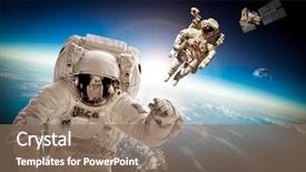  Presentation with outer space - Audience pleasing presentation consisting of astronaut in outer space backdrop and a violet colored foreground